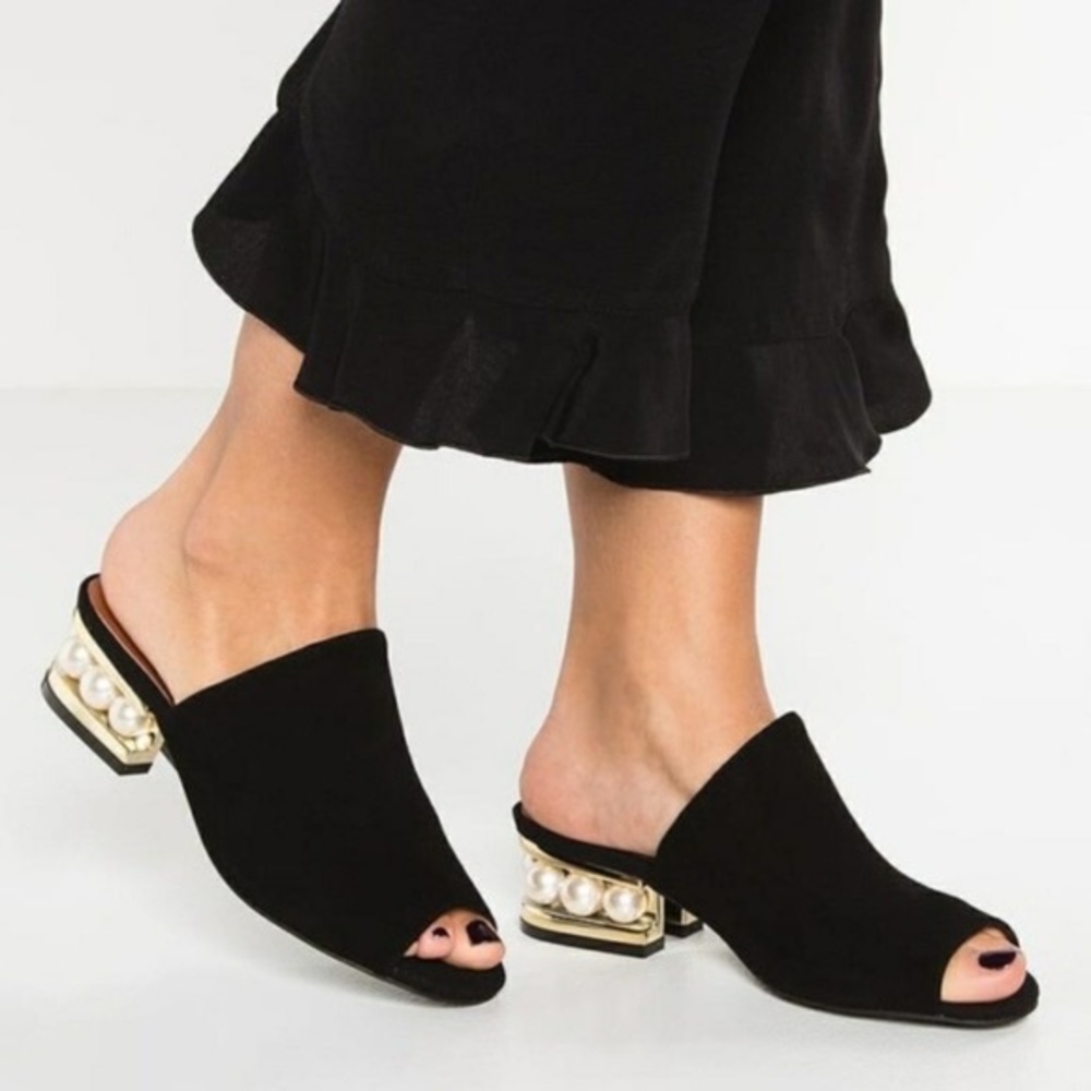 Jeffrey Campbell Arcita Black Suede Pearl Mules